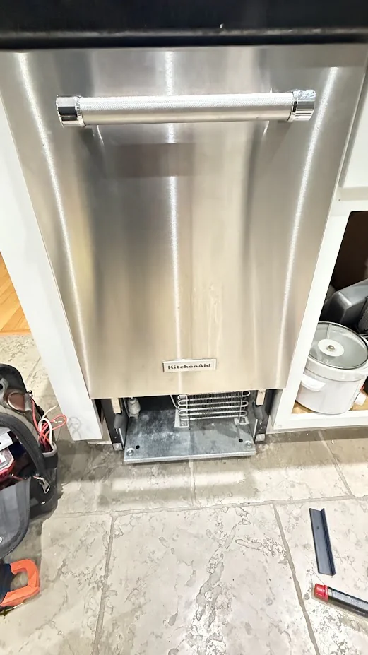 Ice Maker & Ice Machine Repair in Edmond & Oklahoma City 8 Undercounter ice machine pulled from cabinetry for service.