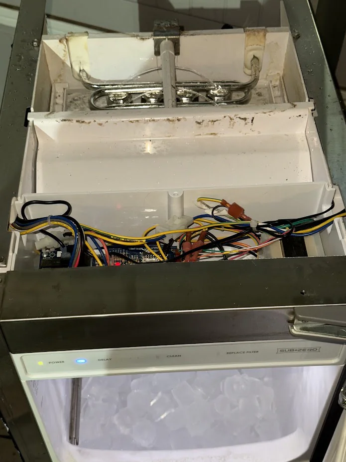 Ice Maker & Ice Machine Repair in Edmond & Oklahoma City 12 Open ice machine showing internal parts and wiring during service.