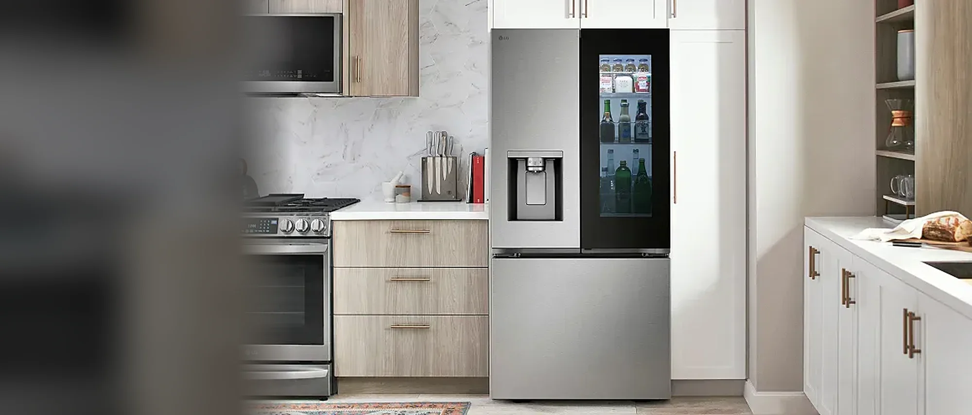 LG InstaView French-door refrigerator in a kitchen
