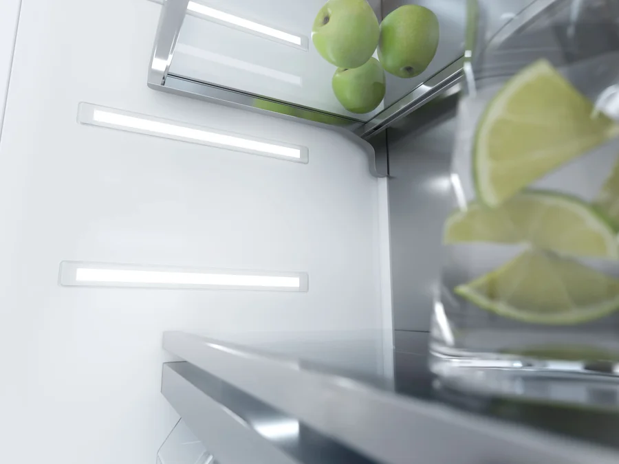 Miele Refrigerator Repair 2 Interior lighting and shelves in a Miele refrigerator